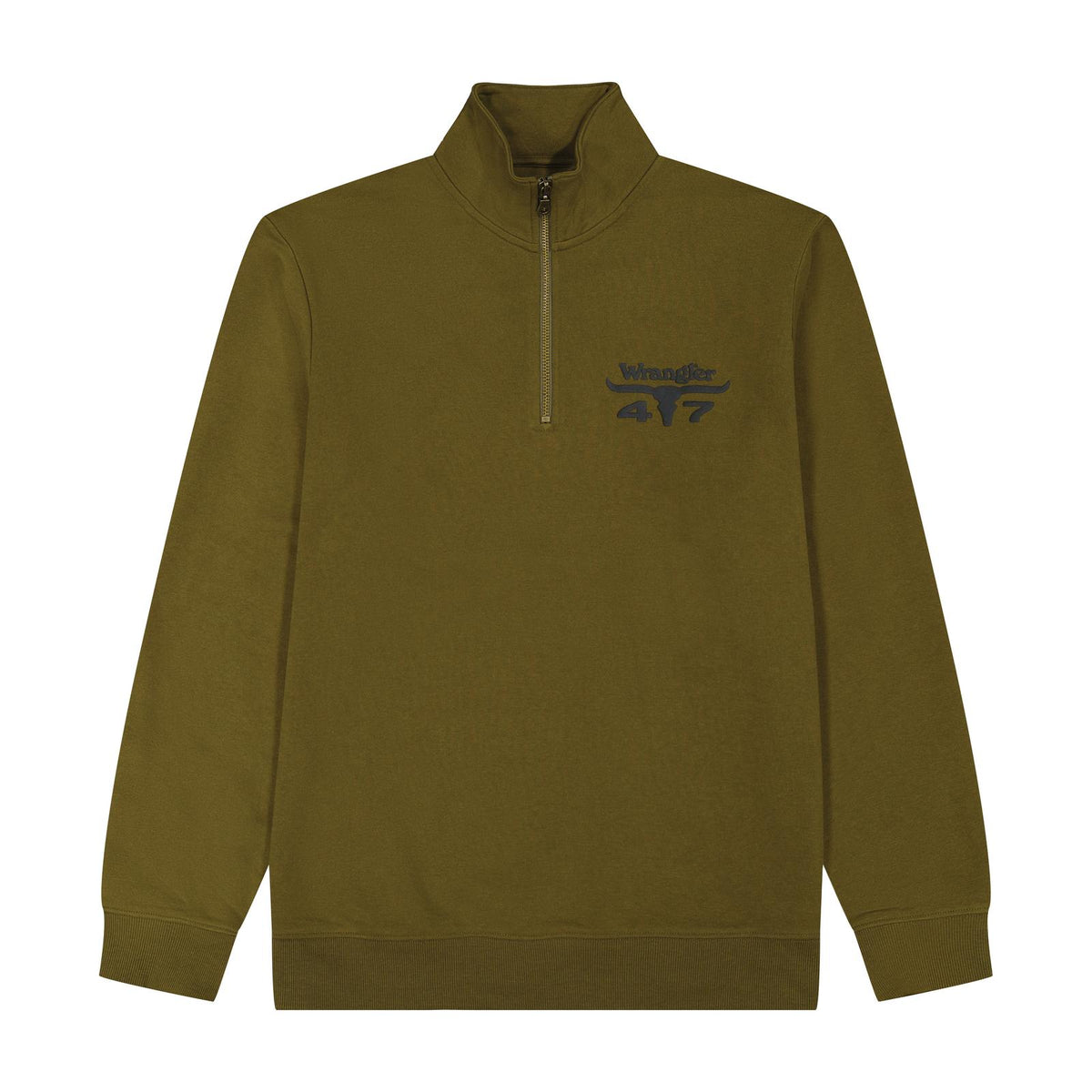 Wrangler Mens 1/4 Zip Fleece Pullover - Regular Fit - Dark Olive