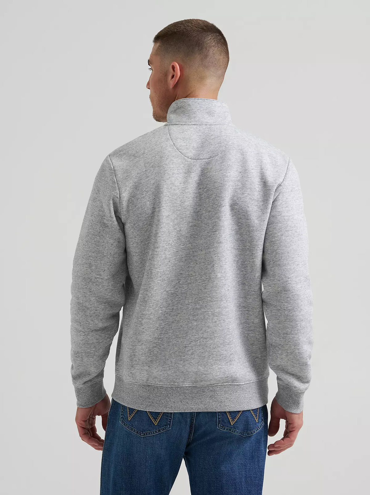 Wrangler Mens Longhorn Quarter Zip Pullover - Grey