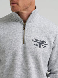 Wrangler Mens Longhorn Quarter Zip Pullover - Grey