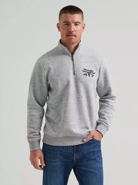 Wrangler Mens Longhorn Quarter Zip Pullover - Grey