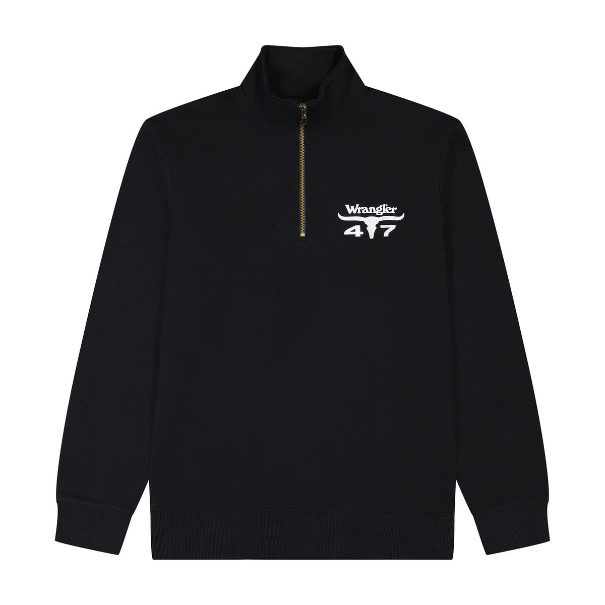 Wrangler Mens  1/4 Zip Fleece Pullover - Regular Fit - Black Beauty