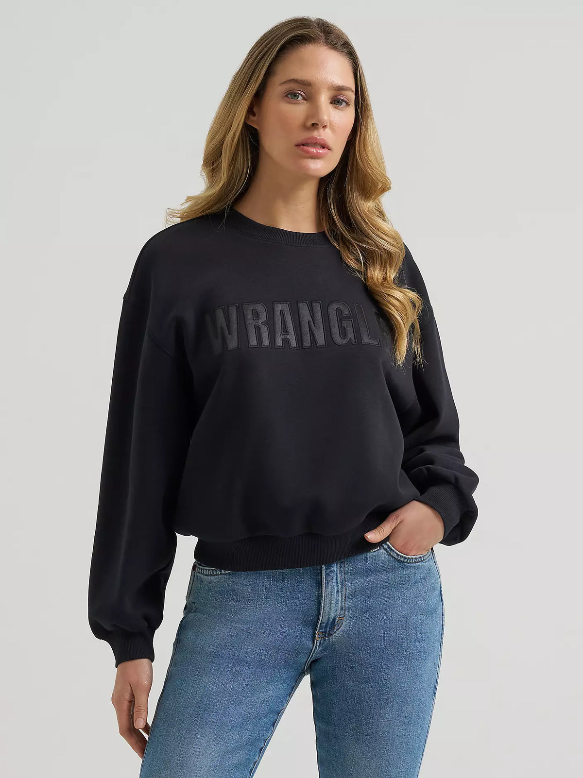 Wrangler Womens Logo Canyon Crew Pullover - Black