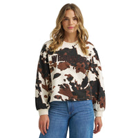 Wrangler Womens  Crew Fleece - Oversized Fit - Cow Print