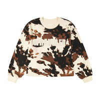 Wrangler Womens  Crew Fleece - Oversized Fit - Cow Print