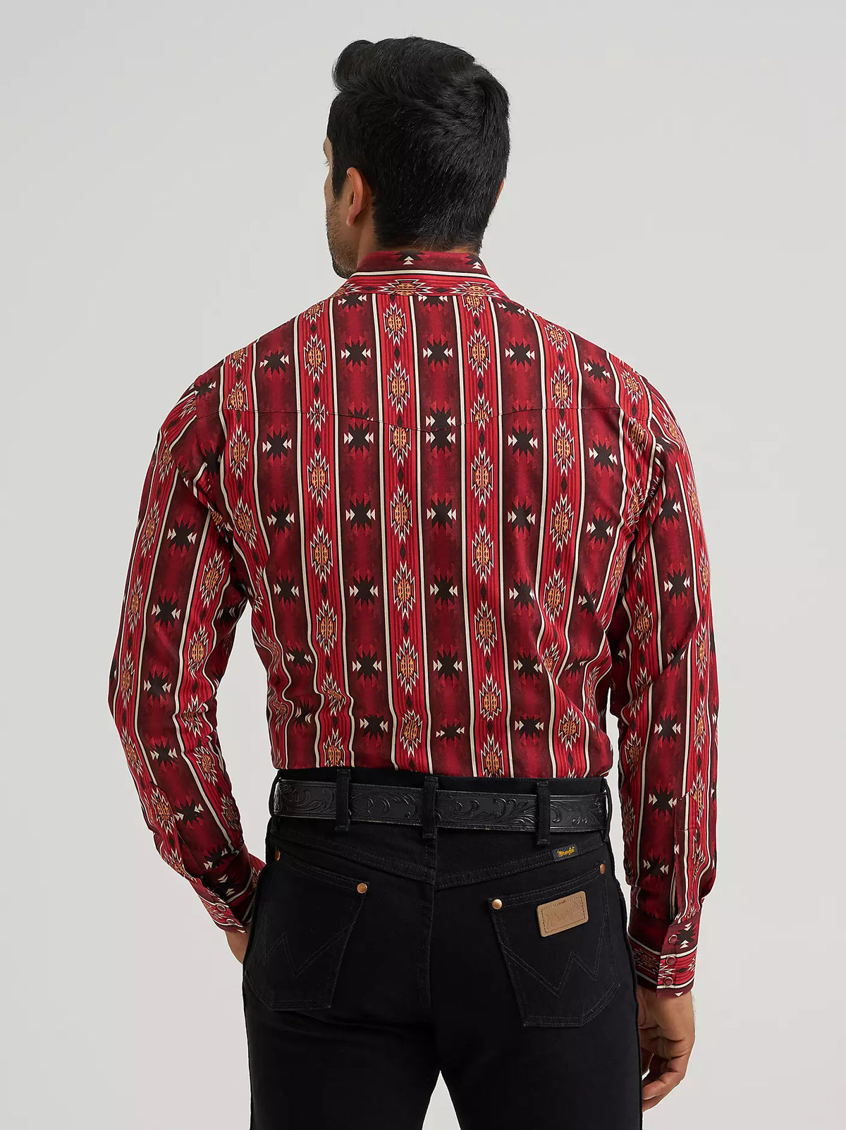 Wrangler Mens Checotah Dress Western Long Sleeve Shirt - Classic Fit - Red