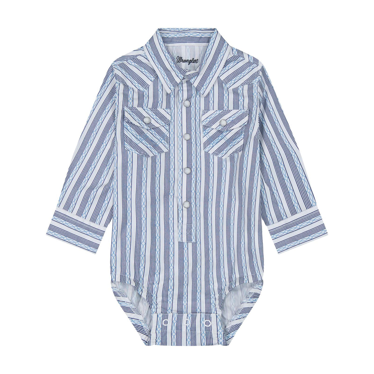 Wrangler Baby Boy Long Sleeve Bodysuit - Blue/White