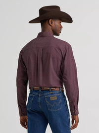 Wrangler Mens George Strait™ Performance Button Down Shirt - Wine Cross