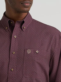 Wrangler Mens George Strait™ Performance Button Down Shirt - Wine Cross