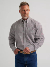 Wrangler Mens George Strait™ Long Sleeve Button Down One Pocket Shirt - Grey Spur