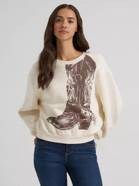 Wrangler Womens Boot Graphic Pullover - Cream