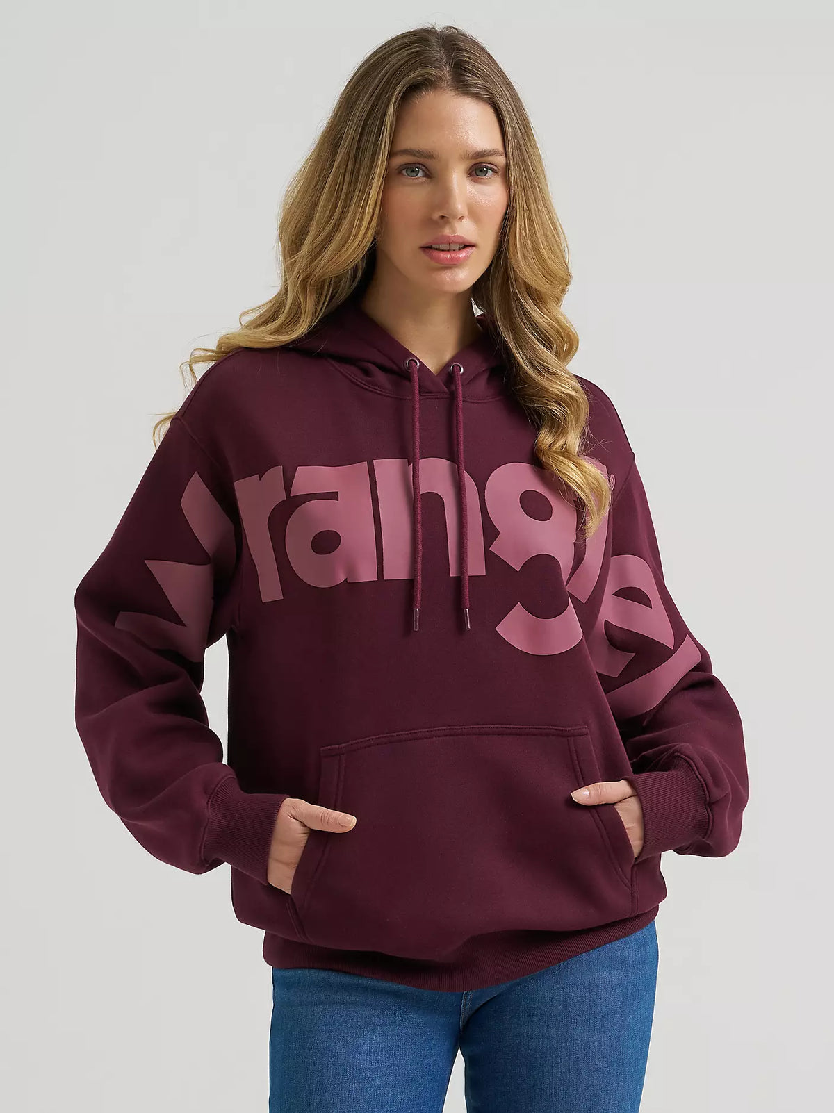 Wrangler Womens Wide Open Spaces Logo Hoodie - Port Wine