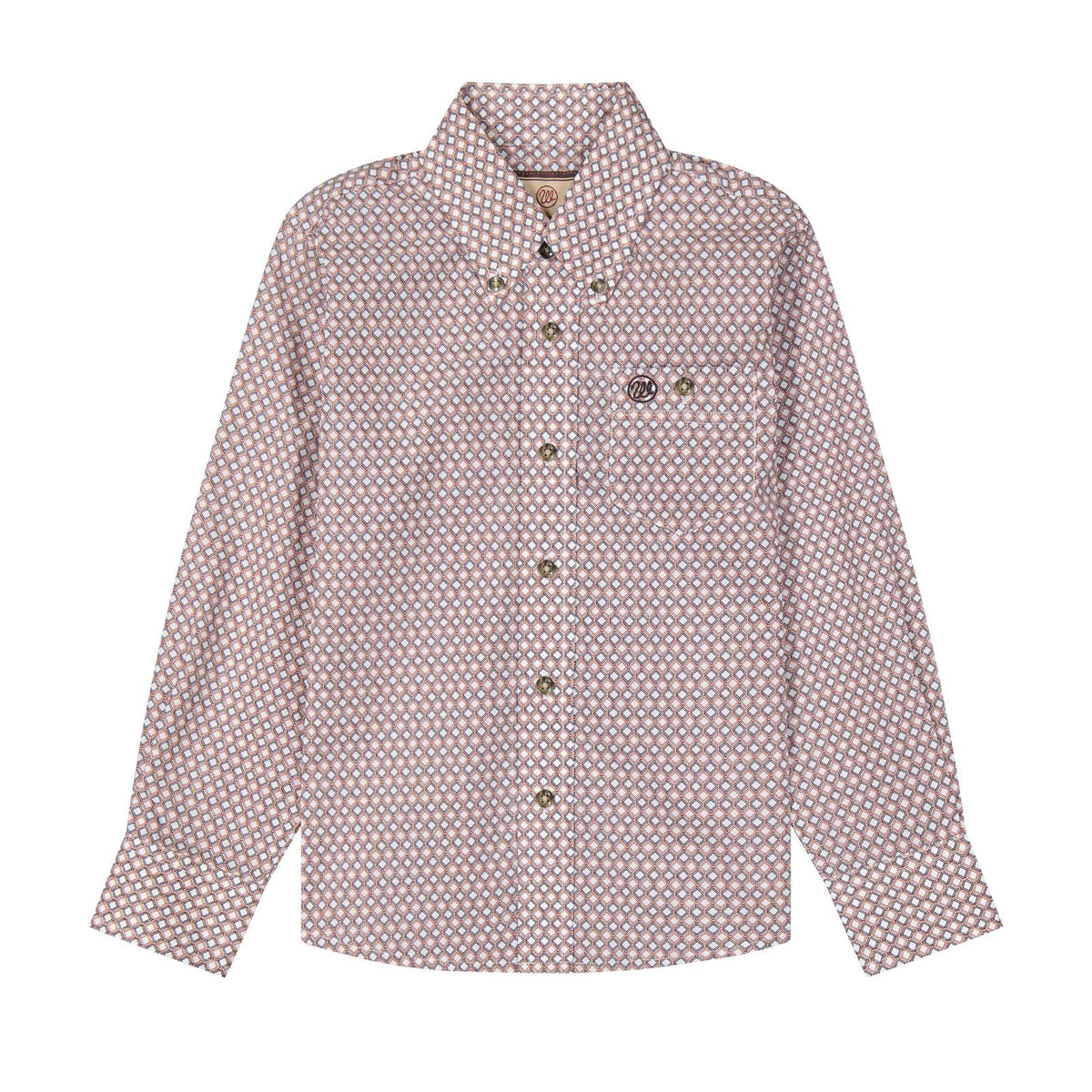 Wrangler Mens Classic Long Sleeve Shirt - Relaxed Fit - Clay