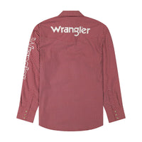 Wrangler Long Sleeve Logo Shirt - Classic Fit - Snaps - Red