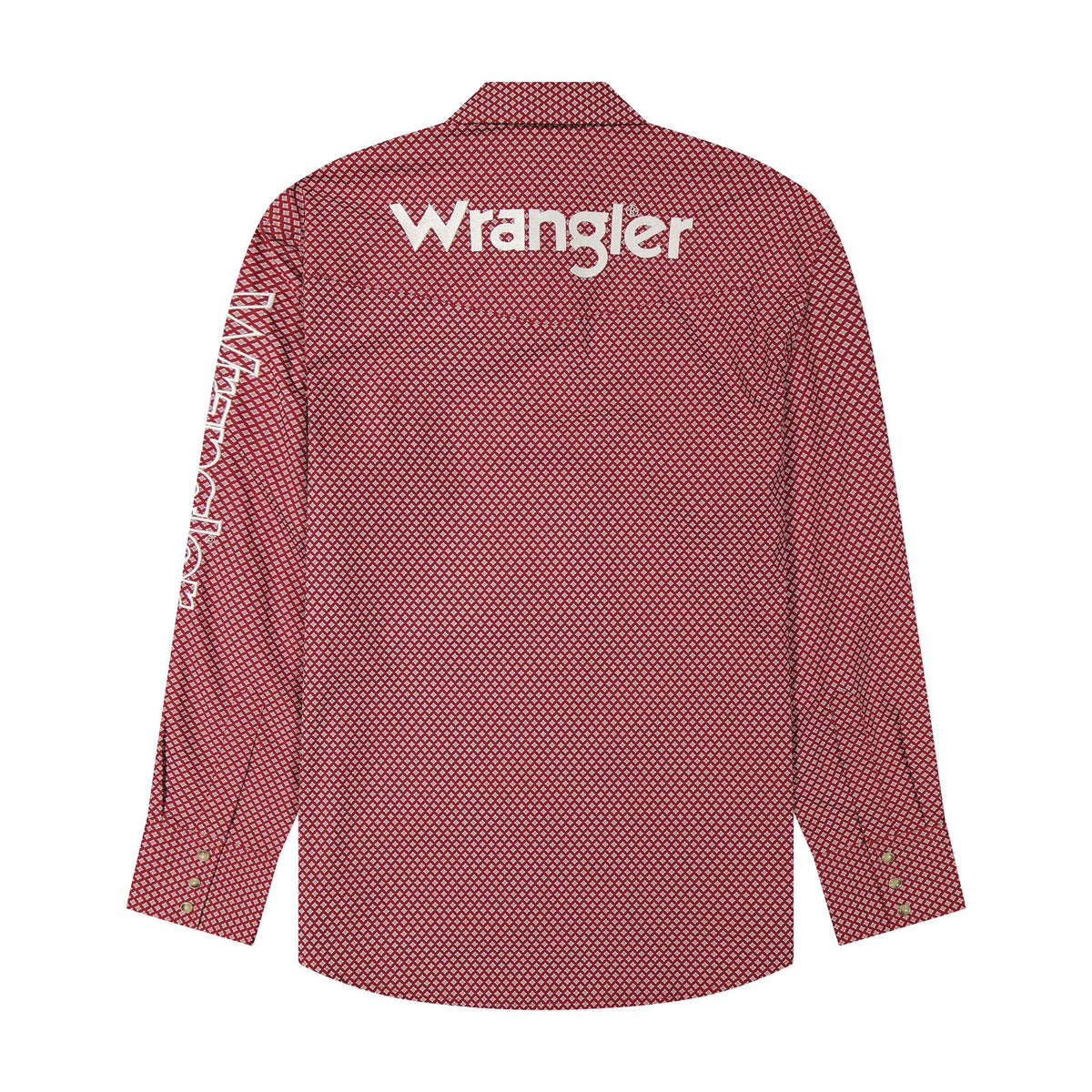 Wrangler Long Sleeve Logo Shirt - Classic Fit - Snaps - Red