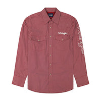 Wrangler Long Sleeve Logo Shirt - Classic Fit - Snaps - Red