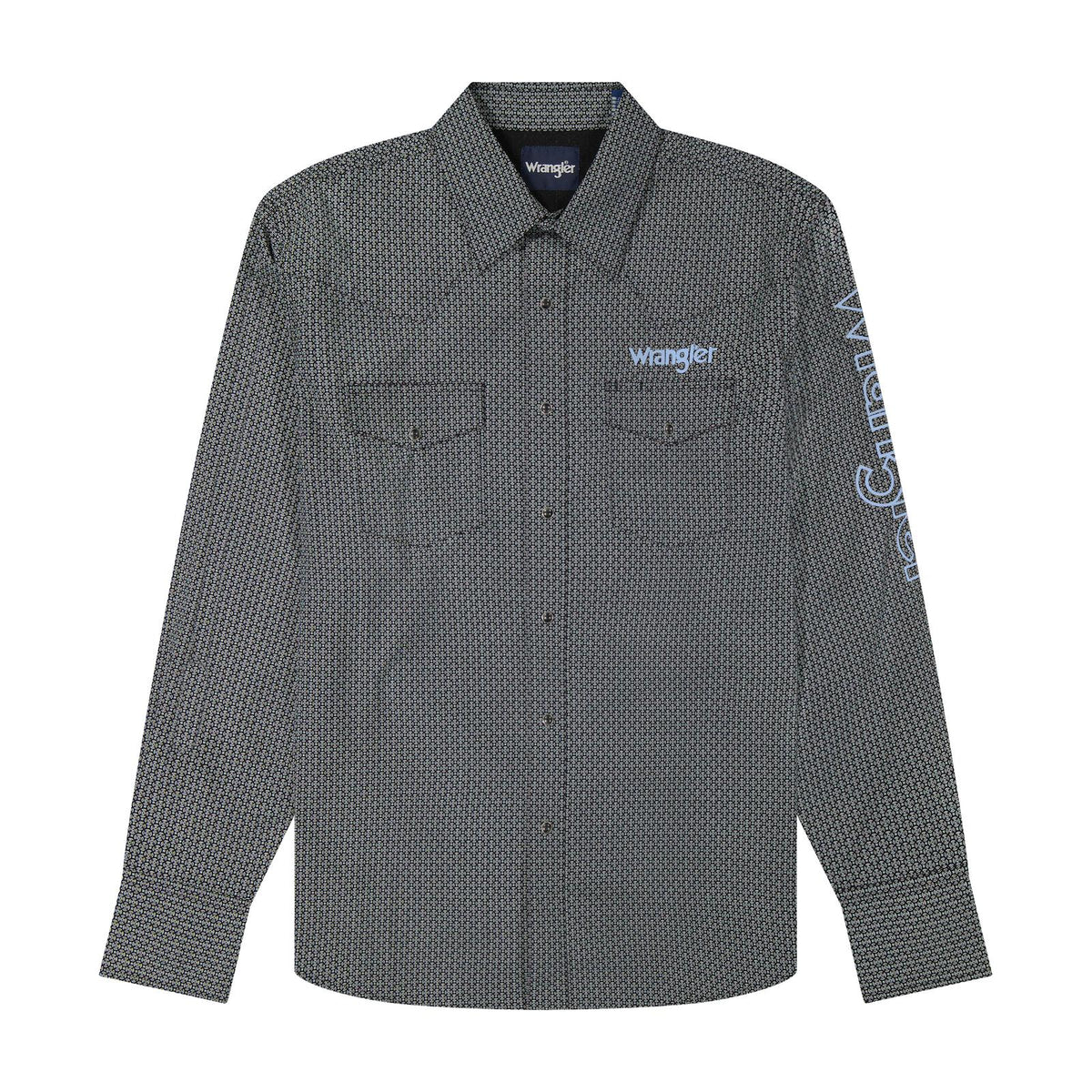 Wrangler Long Sleeve Logo Shirt - Classic Fit - Snaps