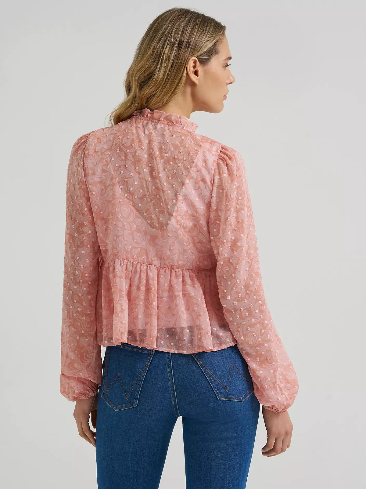 Wrangler Womens Sheer Juliet Blouse - Pink