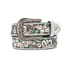 Ariat Girls Belt 1 1/4 Floral Filigree Turquoise