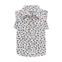 WRANGLER GIRLS SLEEVELESS RUFFLE WESTERN SHIRT - WHITE