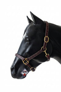 Triple Stitch Leather Halter - Havana
