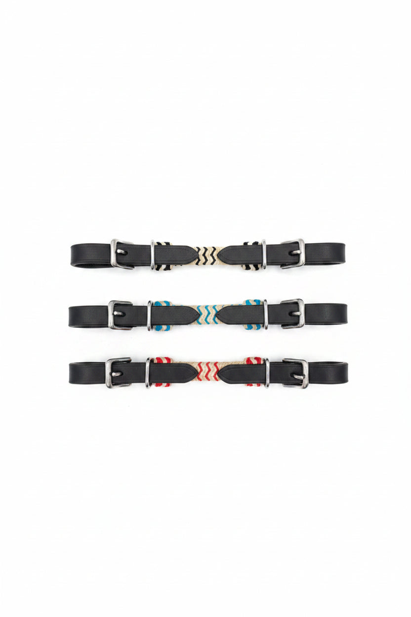 RAWHIDE LEATHER CURB STRAP WITH BRAIDING
