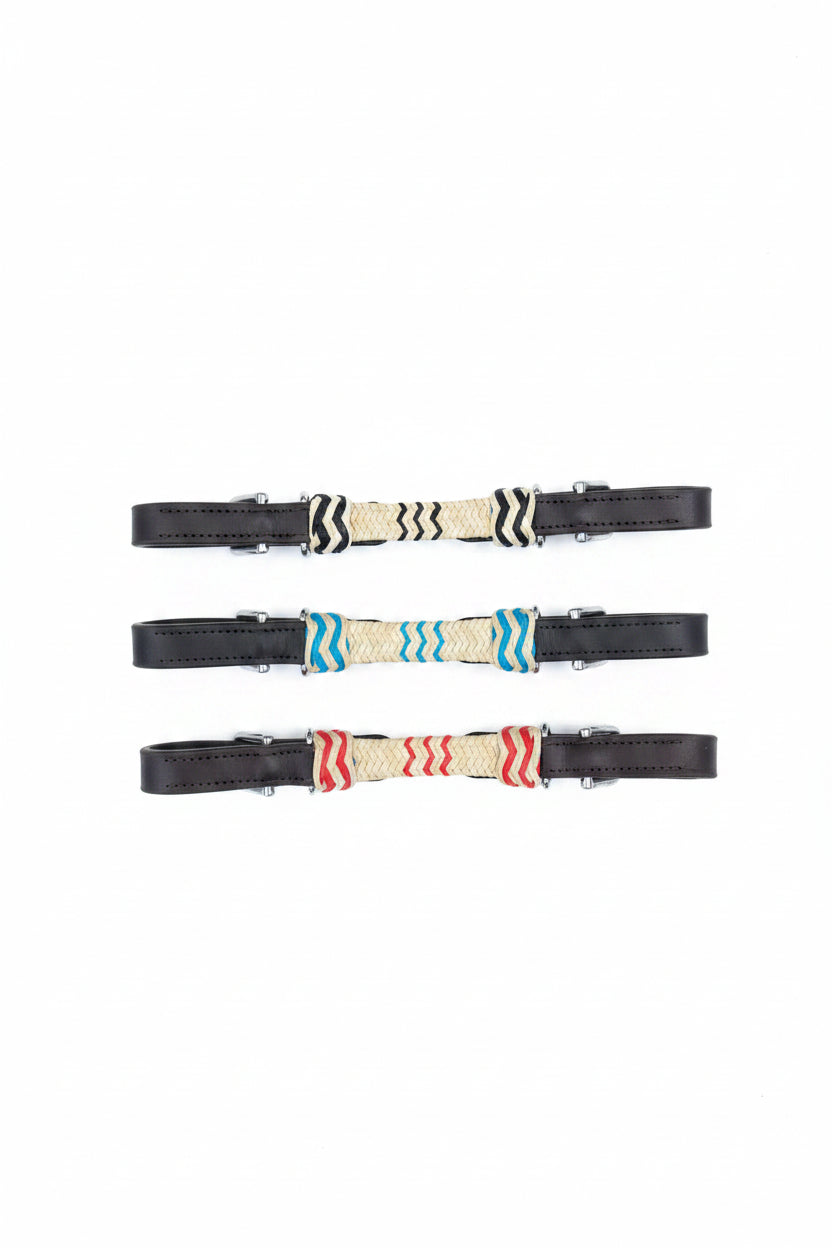 RAWHIDE LEATHER CURB STRAP WITH BRAIDING