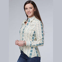 ROPER WOMENS VERTICAL AZTEC STRIPE WESTERN SHIRT