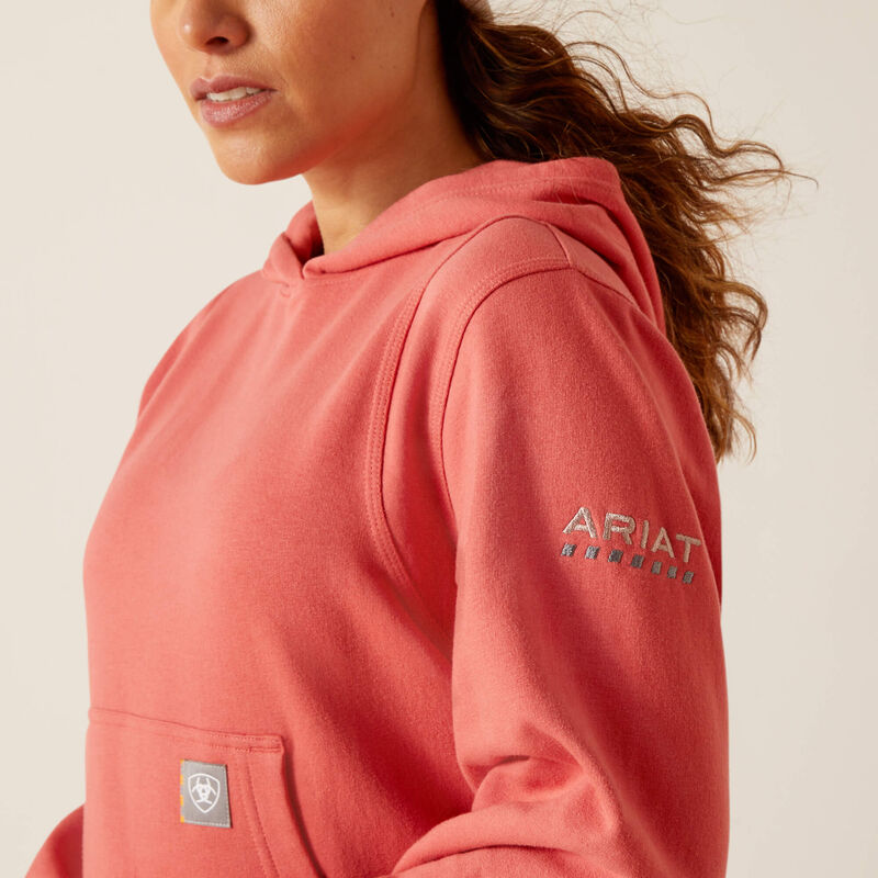 ARIAT WOMENS REBAR LIGHTWEIGHT CROPPED HOODIE - MINERAL RED