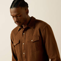 ARIAT MENS HYDE RETRO FIT SHIRT - DARK BROWN