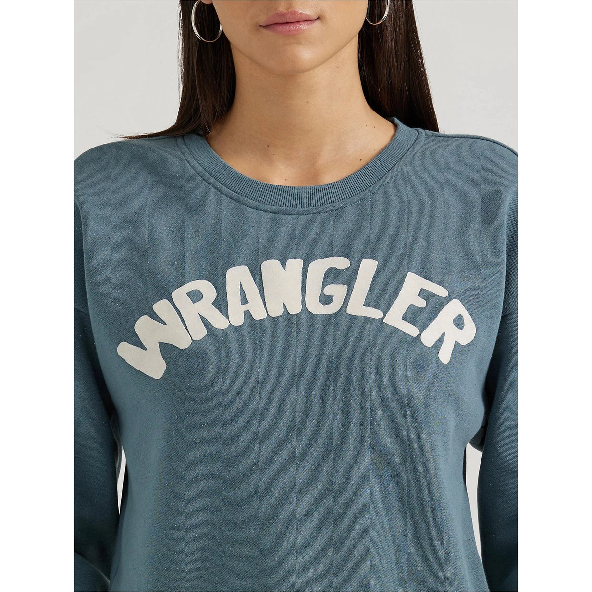 WRANGLER WOMENS SHABBY LOGO PULLOVER SWEATSHIRT