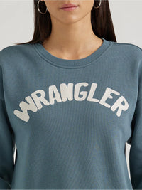 WRANGLER WOMENS SHABBY LOGO PULLOVER SWEATSHIRT