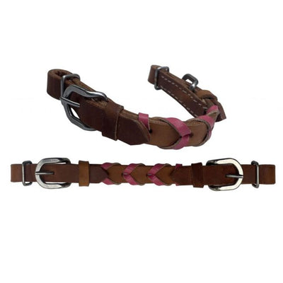 Argentina Cow Leather Braided Curb Strap with Accent Leather Color and Buckles