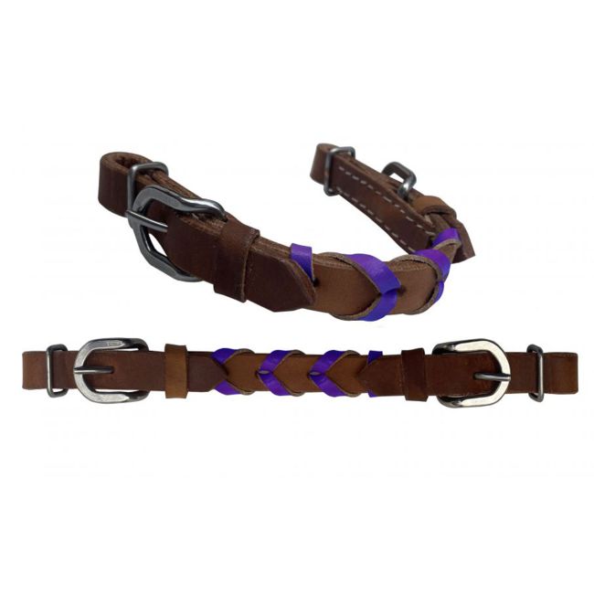 Argentina Cow Leather Braided Curb Strap with Accent Leather Color and Buckles