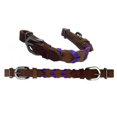 Argentina Cow Leather Braided Curb Strap with Accent Leather Color and Buckles
