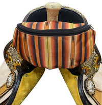Striped Southwest Print Insulated Nylon Saddle Pouch