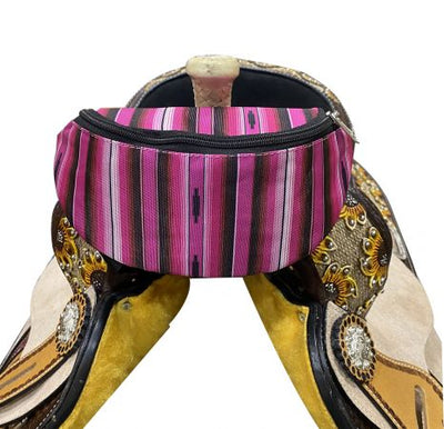 Striped Southwest Print Insulated Nylon Saddle Pouch