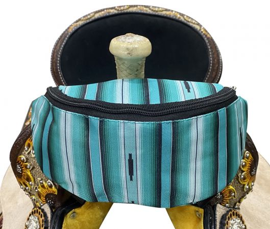 Striped Southwest Print Insulated Nylon Saddle Pouch