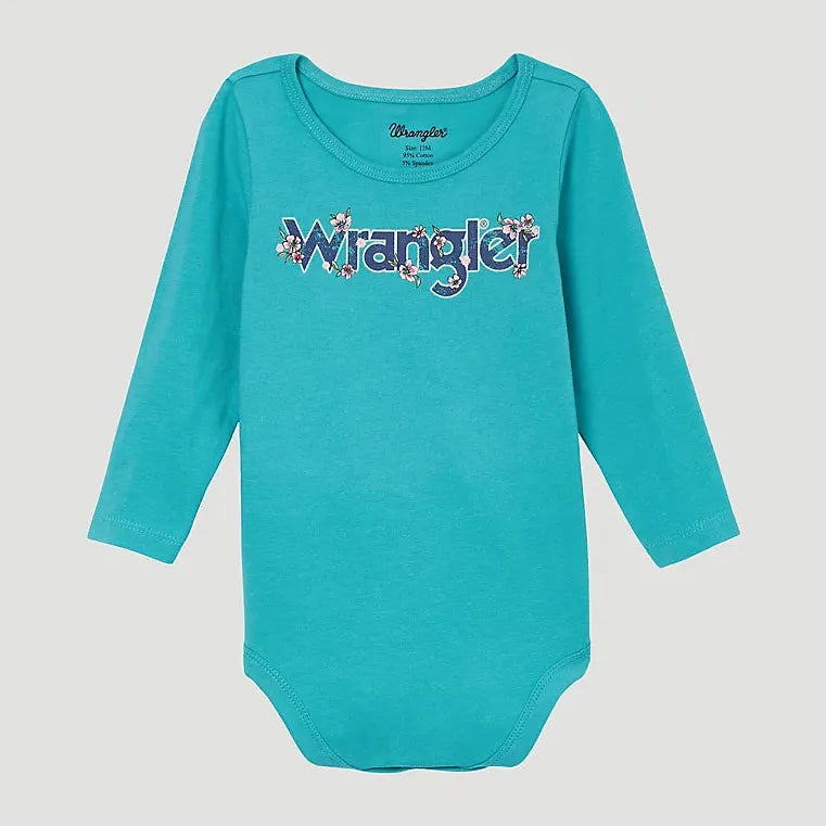 WRANGLER BABY FLORAL LOGO BODYSUIT - TEAL