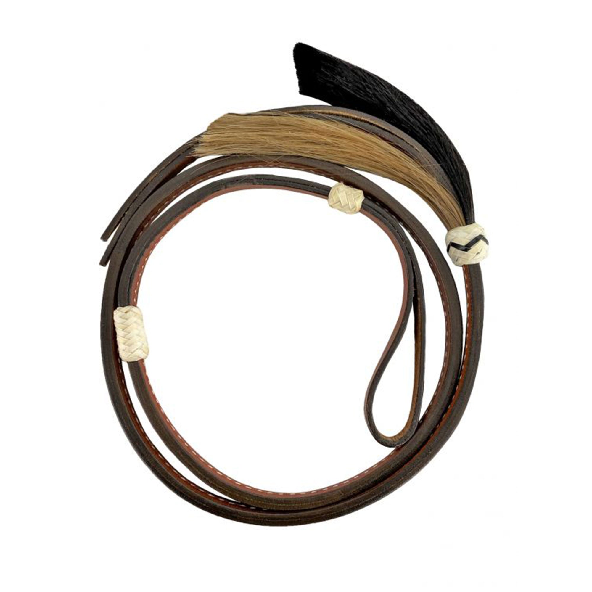 4 ft Leather Over & Under Whip with Horse Hair Tassel