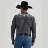 WRANGLER MENS RODEO BEN SNAP SHIRT IN EMBROIDERED GREY