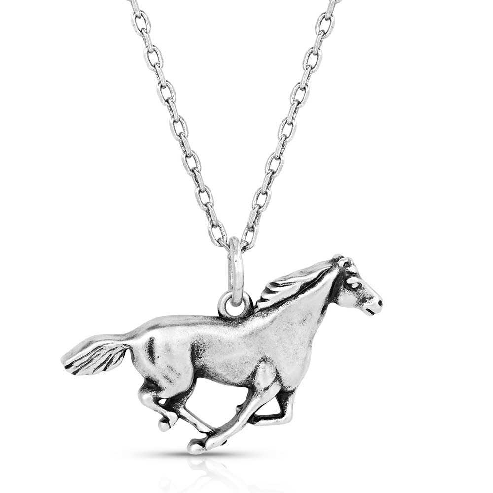 MONTANA SILVERSMITHS RUNNING HORSE PENDANT NECKLACE