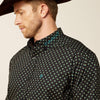 ARIAT MENS TEAM PHILBERT CLASSIC FIT SHIRT - BLACK/TEAL