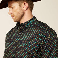 ARIAT MENS TEAM PHILBERT CLASSIC FIT SHIRT - BLACK/TEAL