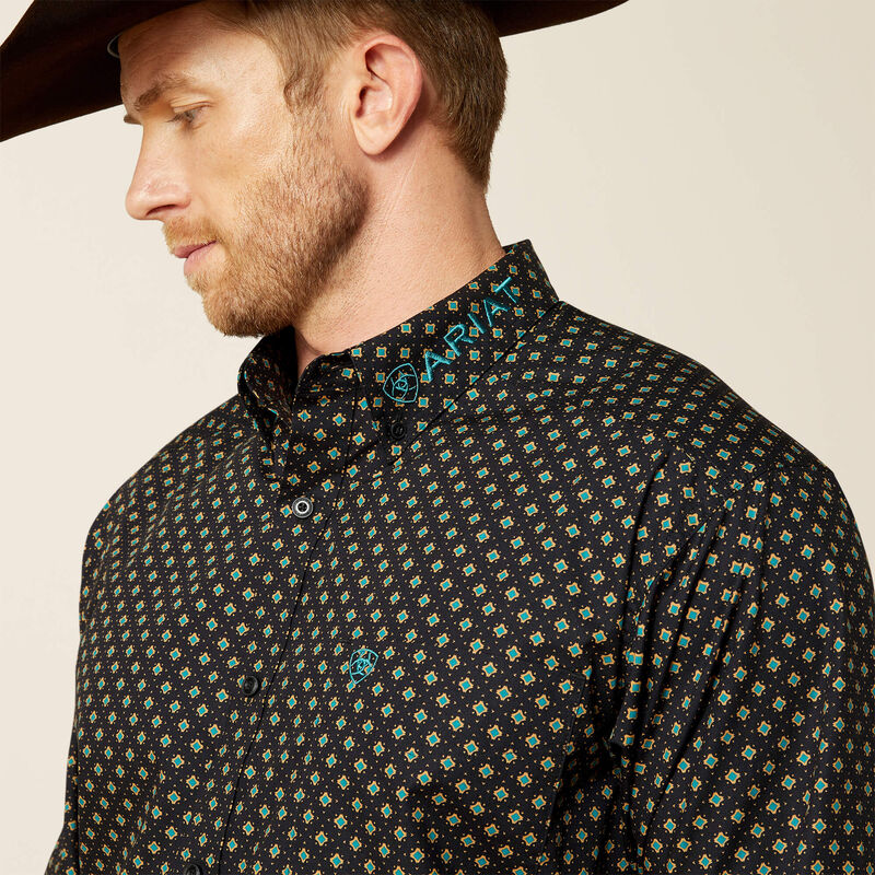 ARIAT MENS TEAM PHILBERT CLASSIC FIT SHIRT - BLACK/TEAL