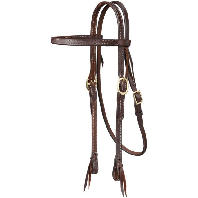 ROYAL KING DOUBLE STITCHED HARNESS LEATHER BROWBAND HEADSTALL