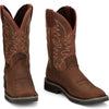 JUSTIN MENS DRILLER PECAN BROWN WATER BUFFALO WESTERN BOOT