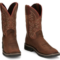 JUSTIN MENS DRILLER PECAN BROWN WATER BUFFALO WESTERN BOOT
