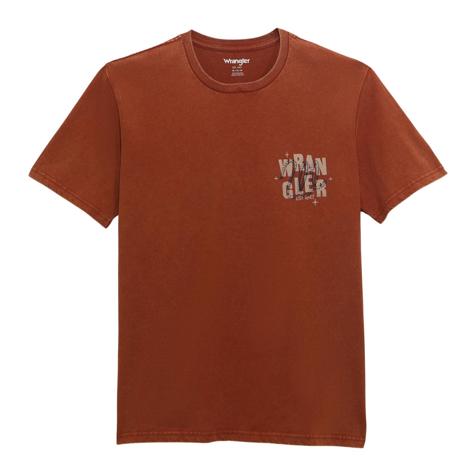WRANGLER MENS GRAPHIC TEE - BRANDY BROWN