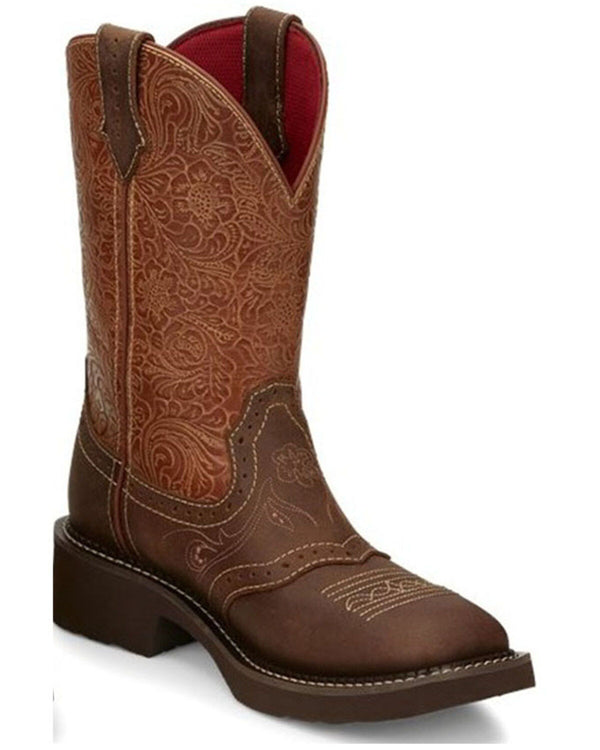 Justin Womens Starlina Tan Water Buffalo Wides Square Toe Boot