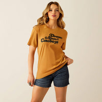 ARIAT WOMENS DREAM ABOUT COWBOYS TEE SHIRT - HARVEST GOLD